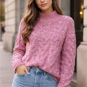 J. Jill Wearever Collection Pink Purple Marled Sweater Crew Neck - Small petite